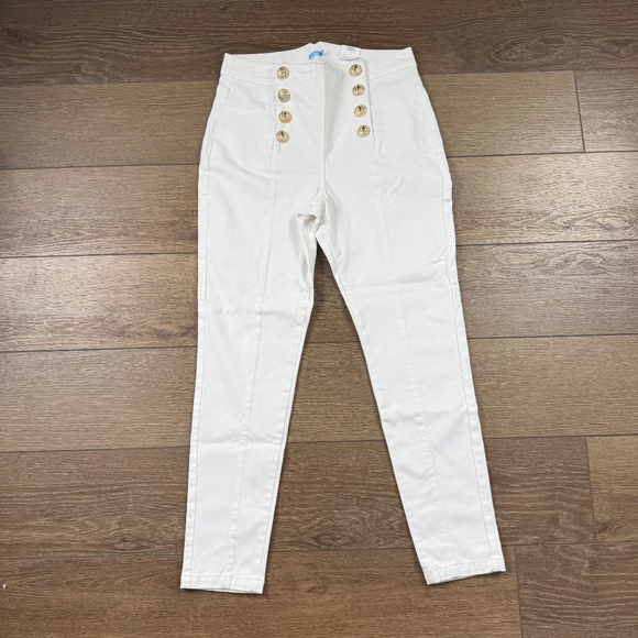 J. McLaughlin Hastings Jeans White Sz 12 NWT Sailor High Waist Summer Denim - Picture 2 of 16